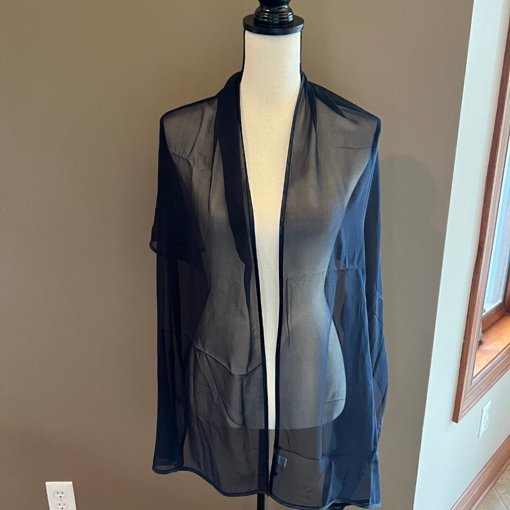Tahari Navy Sequin Formal Mother of the Bride with silk shawl, Black Tie Size 2 - Picture 12 of 15
